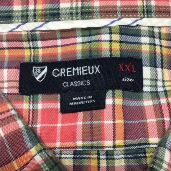 Cremeux Classics XXL Red Plaid Cotton Short Sleeve Mens Button-Down Shirt - Picture 6 of 7